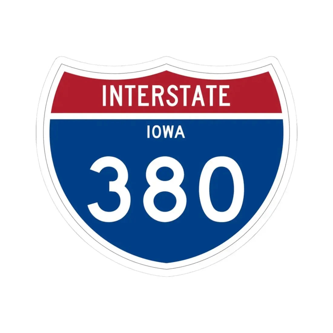 I-380 IA 1961 (Iowa) (Road Sign) STICKER Vinyl Kiss-Cut Decal 3 Inch White - The Sticker Space