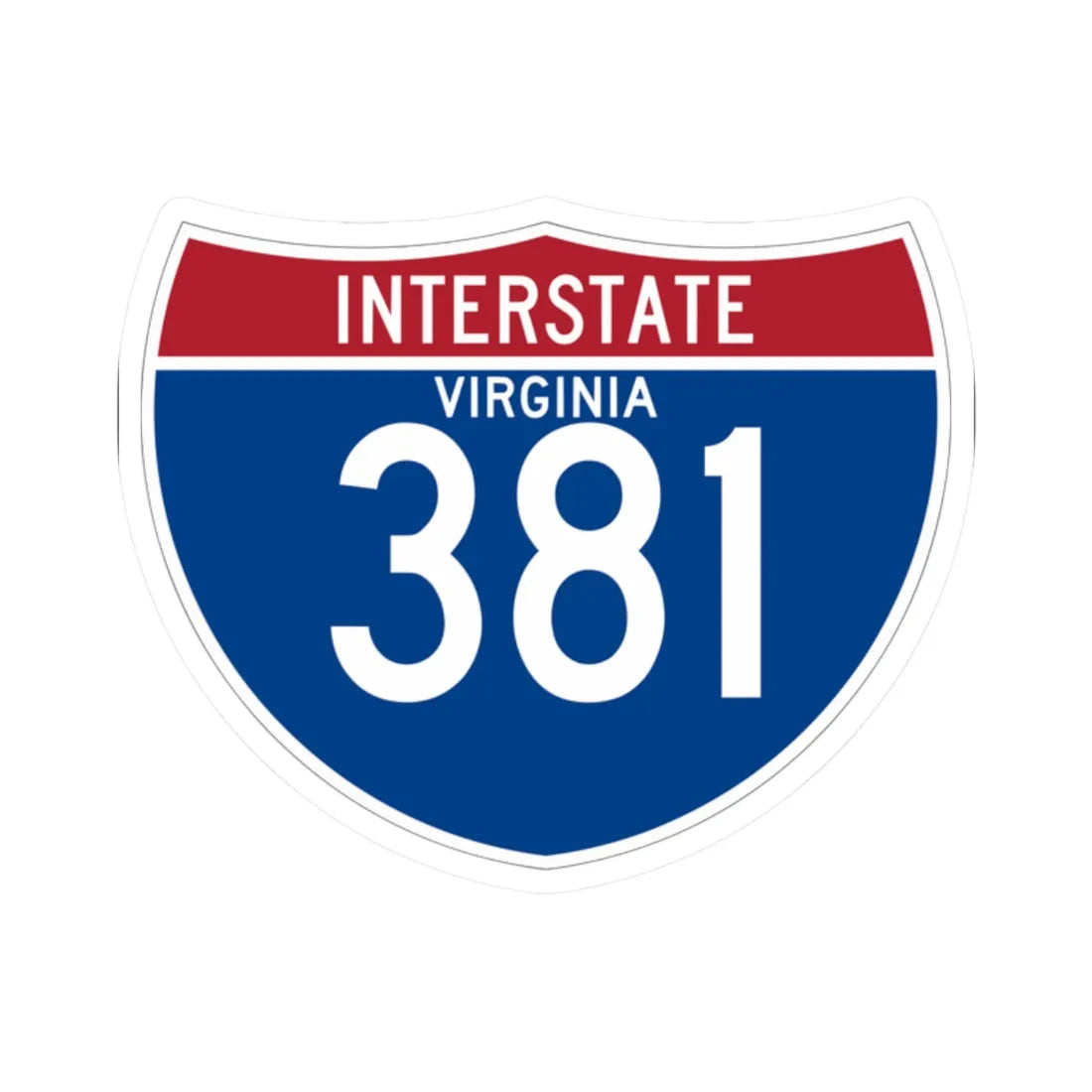 I-381 VA (Virginia) (Road Sign) STICKER Vinyl Kiss-Cut Decal 2 Inch White - The Sticker Space
