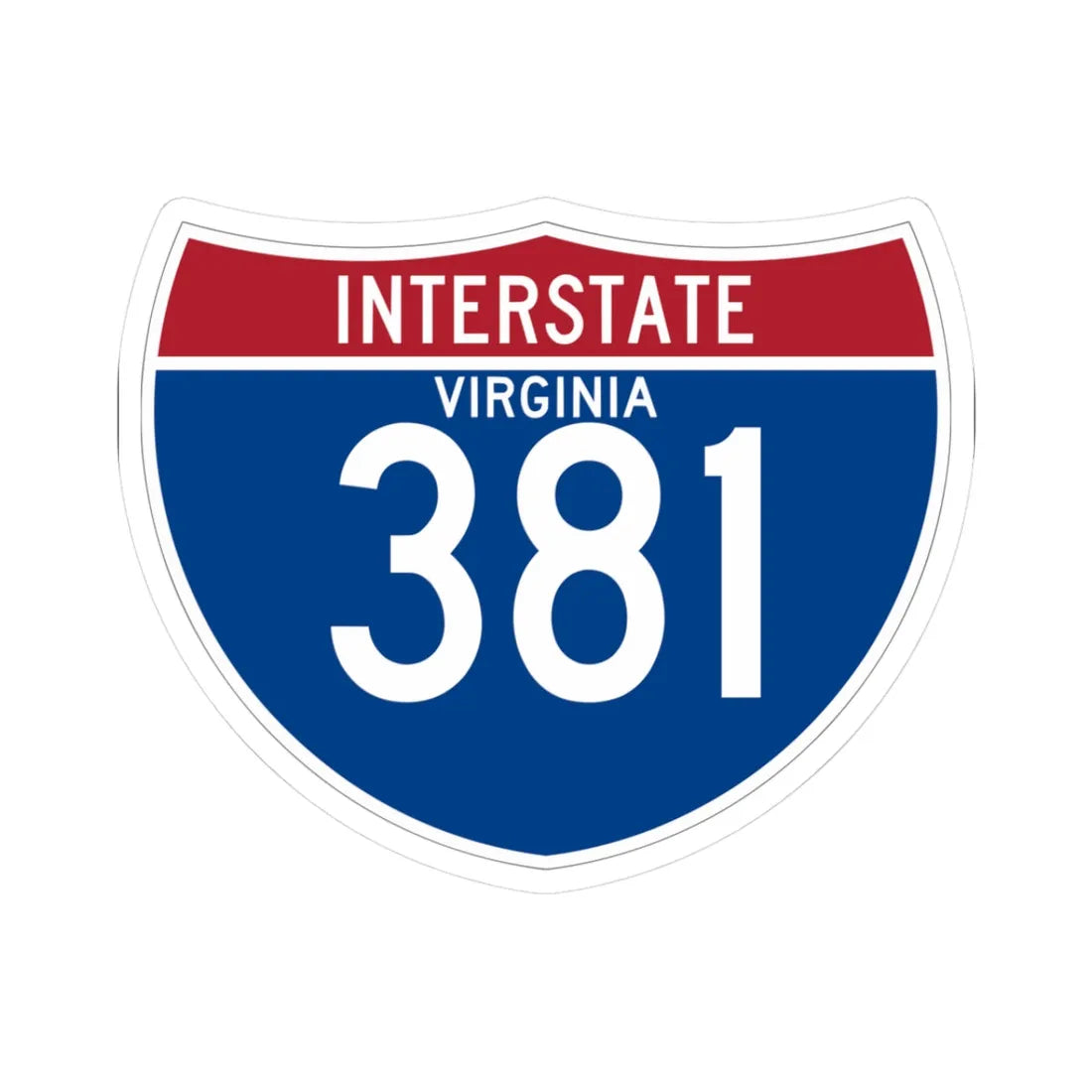 I-381 VA (Virginia) (Road Sign) STICKER Vinyl Kiss-Cut Decal 3 Inch White - The Sticker Space