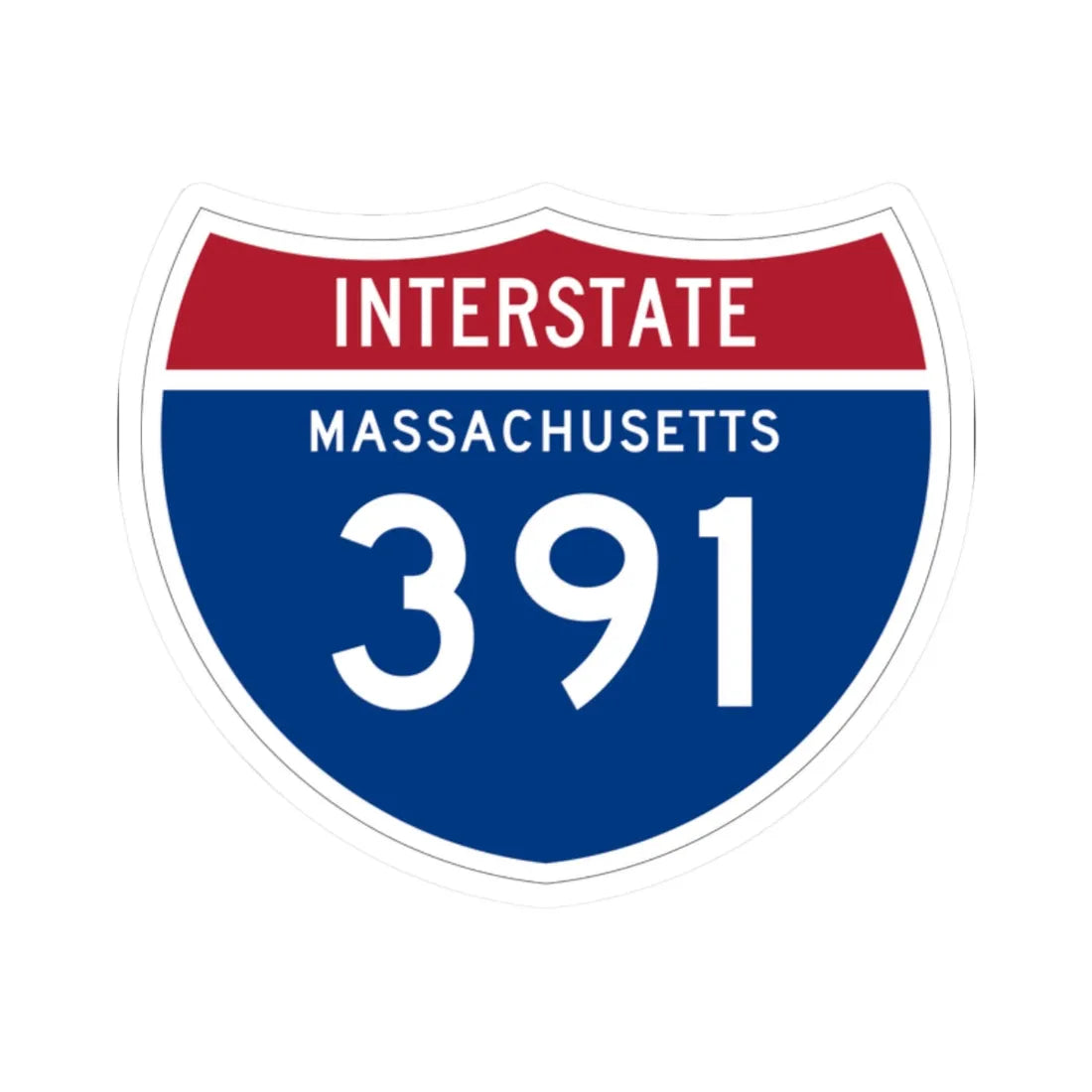 I-391 MA 1961 (Massachusetts) (Road Sign) STICKER Vinyl Kiss-Cut Decal 2 Inch White - The Sticker Space