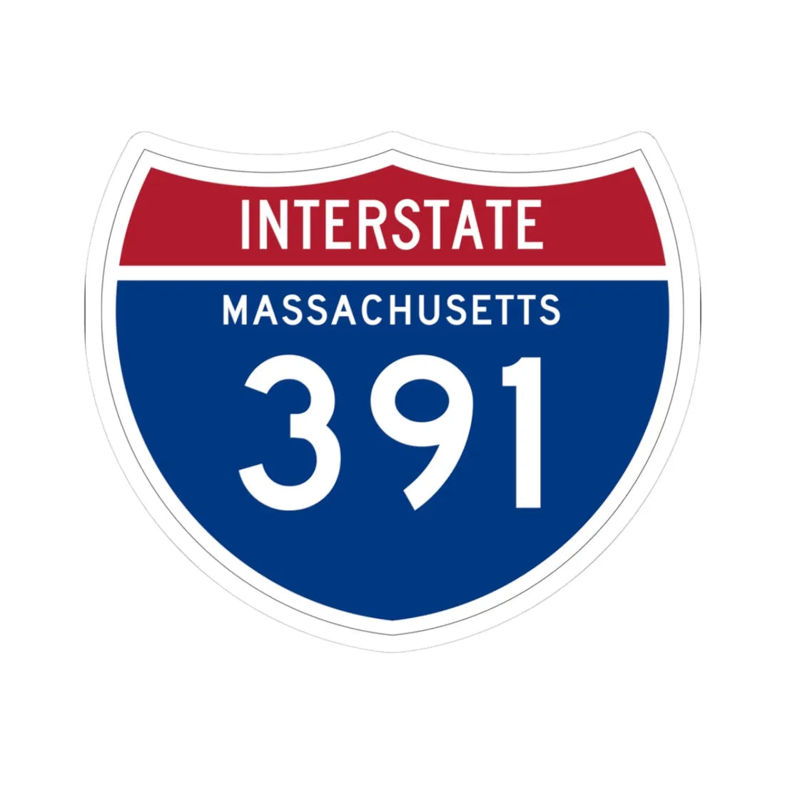 I-391 MA 1961 (Massachusetts) (Road Sign) STICKER Vinyl Kiss-Cut Decal 3 Inch White - The Sticker Space