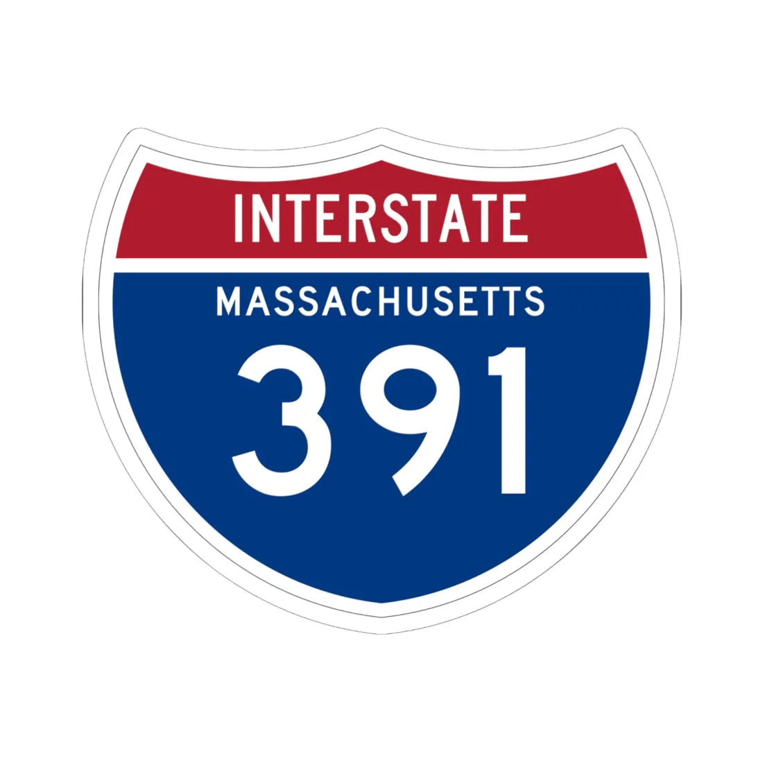I-391 MA 1961 (Massachusetts) (Road Sign) STICKER Vinyl Kiss-Cut Decal 6 Inch White - The Sticker Space