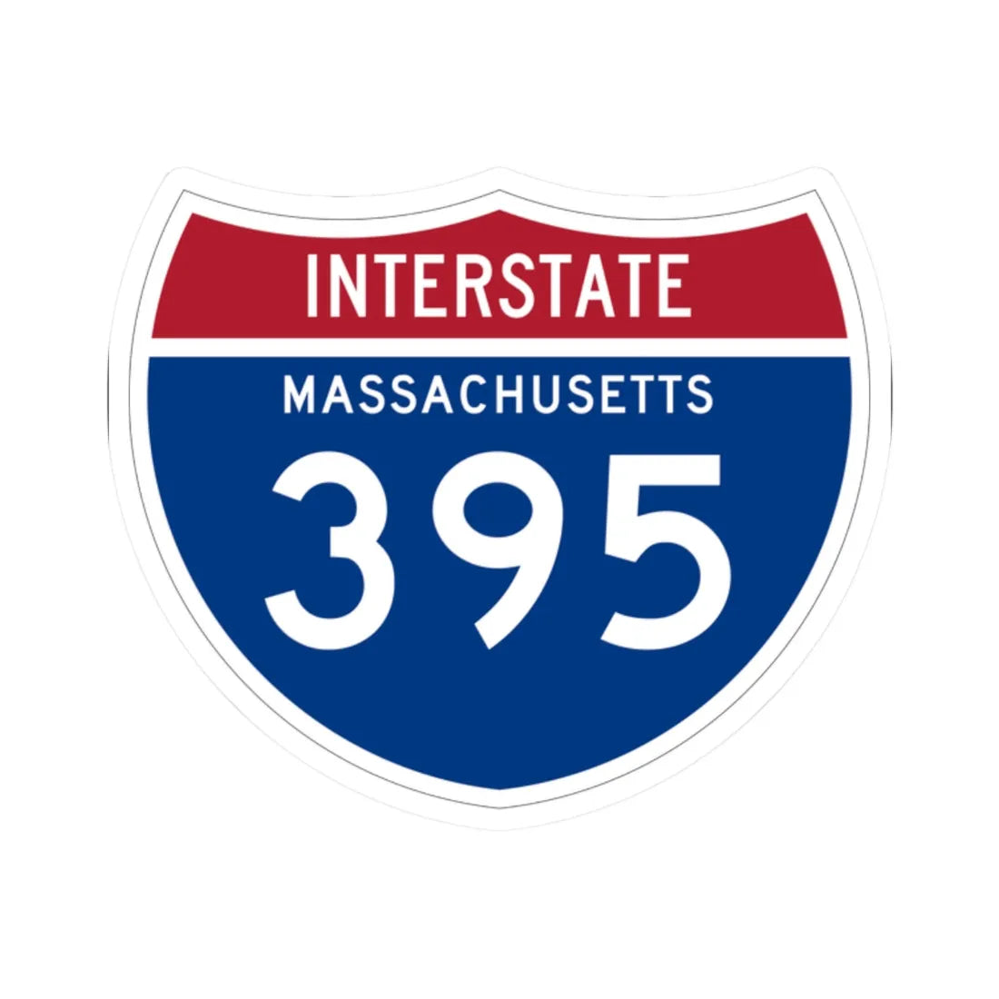 I-395 MA 1961 (Massachusetts) (Road Sign) STICKER Vinyl Kiss-Cut Decal 2 Inch White - The Sticker Space