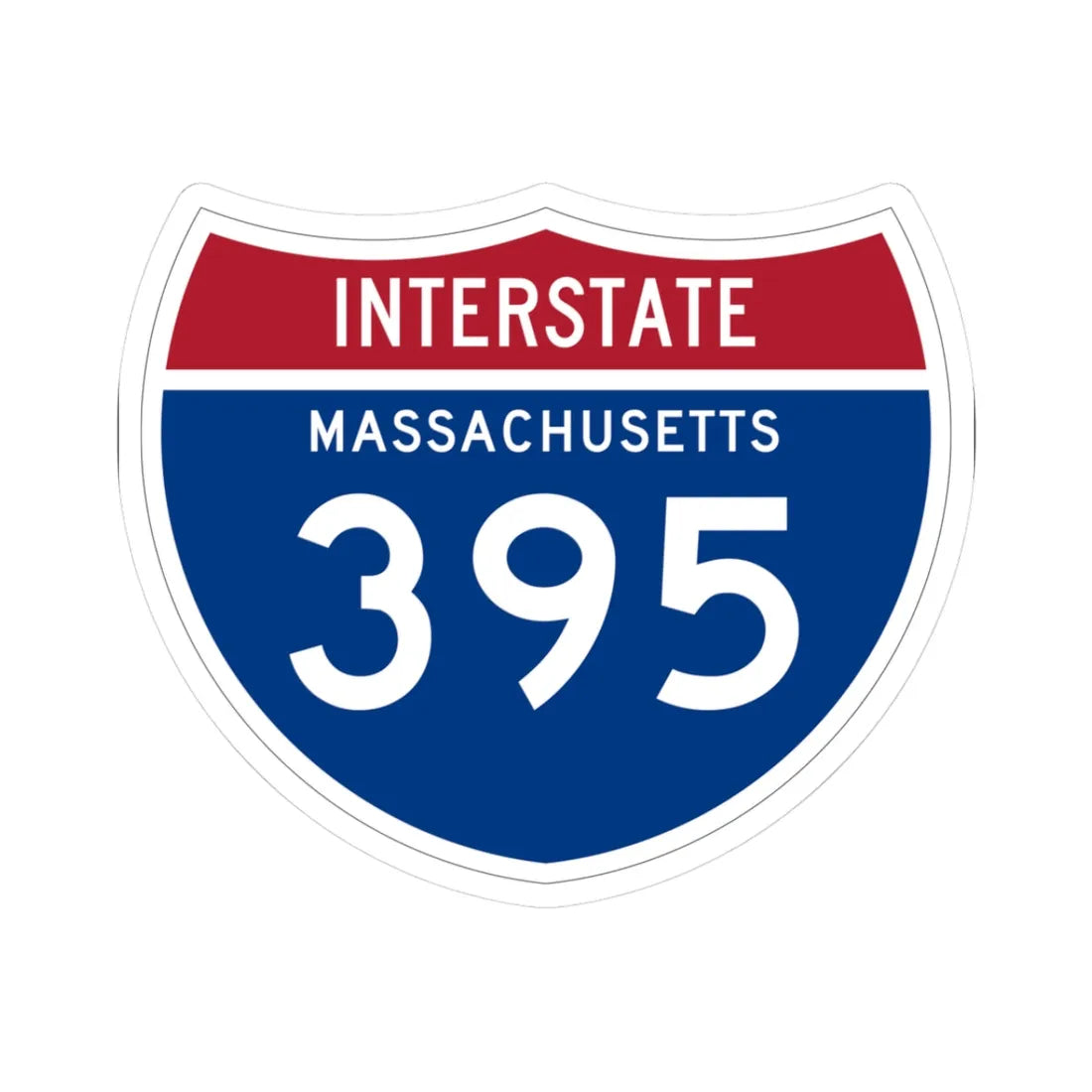 I-395 MA 1961 (Massachusetts) (Road Sign) STICKER Vinyl Kiss-Cut Decal 3 Inch White - The Sticker Space