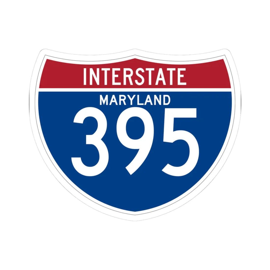 I-395 MD (Maryland) (Road Sign) STICKER Vinyl Kiss-Cut Decal 3 Inch White - The Sticker Space