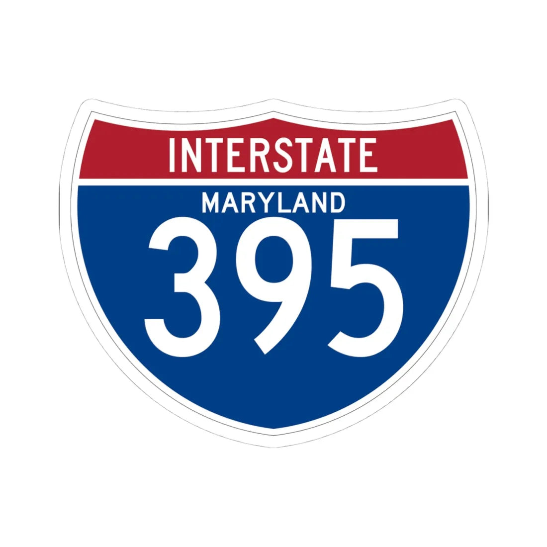 I-395 MD (Maryland) (Road Sign) STICKER Vinyl Kiss-Cut Decal 4 Inch White - The Sticker Space