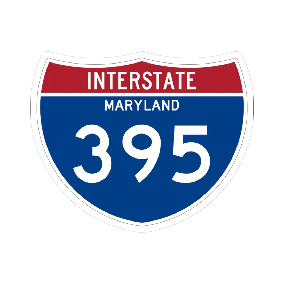 I-395 MD Metric (Maryland) (Road Sign) STICKER Vinyl Kiss-Cut Decal 3 Inch White - The Sticker Space