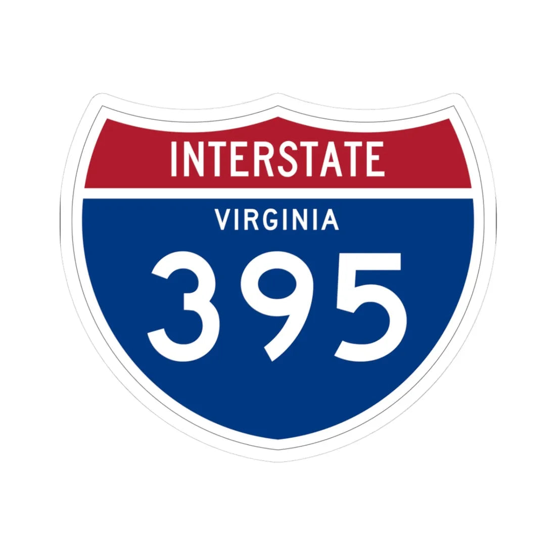 I-395 VA 1961 (Virginia) (Road Sign) STICKER Vinyl Kiss-Cut Decal 3 Inch White - The Sticker Space