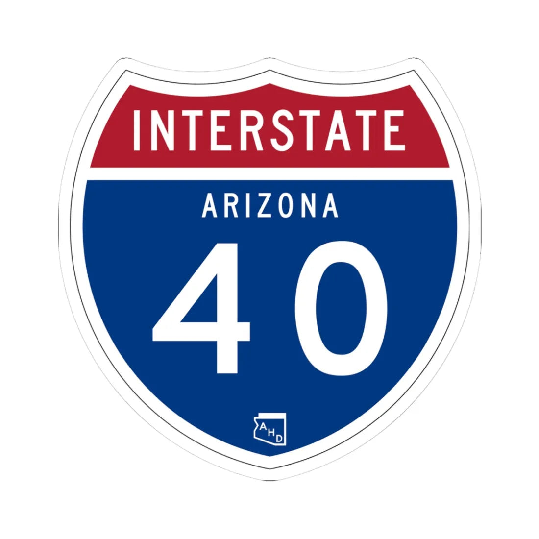 I-40 AZ 1957 (Arizona) (Road Sign) STICKER Vinyl Kiss-Cut Decal 3 Inch White - The Sticker Space