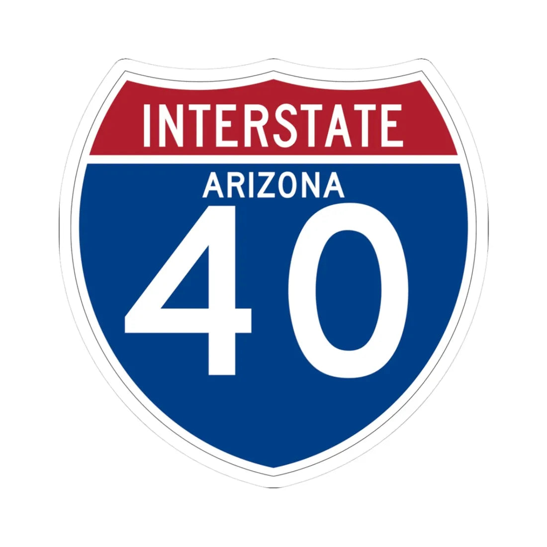 I-40 AZ (Arizona) (Road Sign) STICKER Vinyl Kiss-Cut Decal 3 Inch White - The Sticker Space