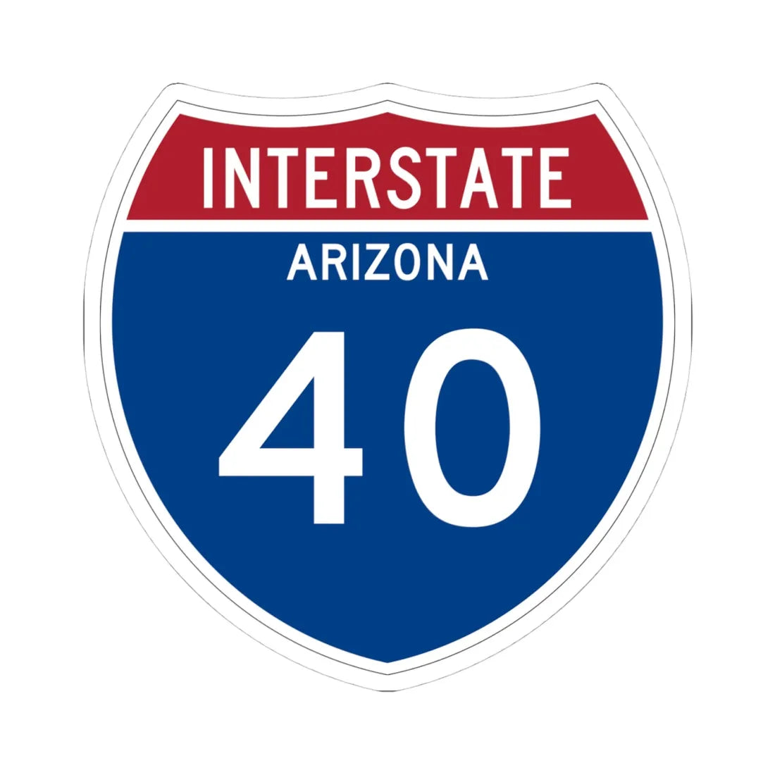 I-40 AZ Metric (Arizona) (Road Sign) STICKER Vinyl Kiss-Cut Decal 4 Inch White - The Sticker Space