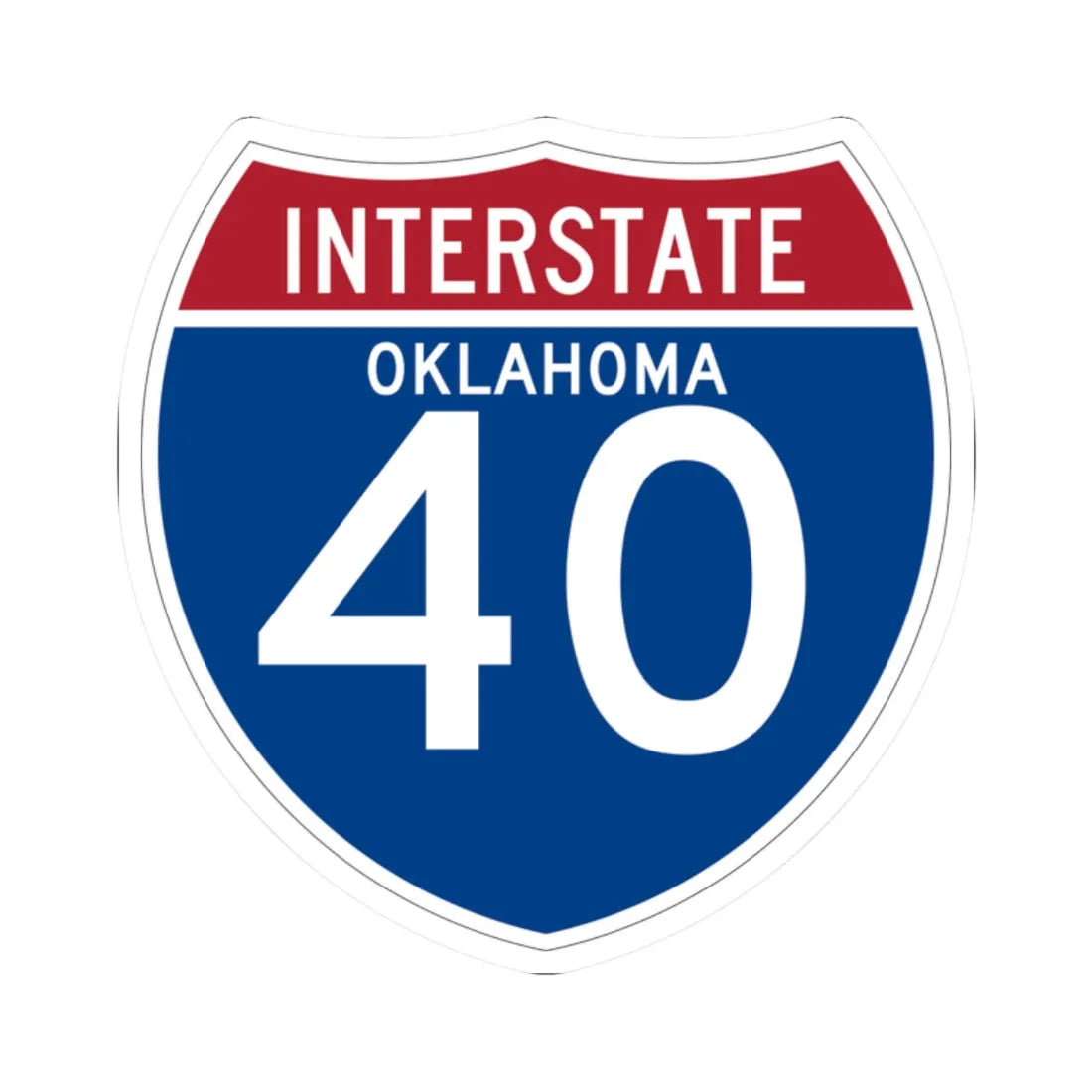 I-40 OK (Oklahoma) (Road Sign) STICKER Vinyl Kiss-Cut Decal 2 Inch White - The Sticker Space