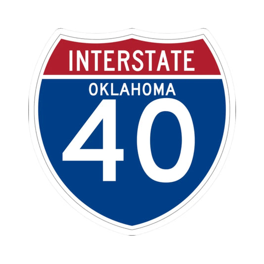 I-40 OK (Oklahoma) (Road Sign) STICKER Vinyl Kiss-Cut Decal 2 Inch White - The Sticker Space