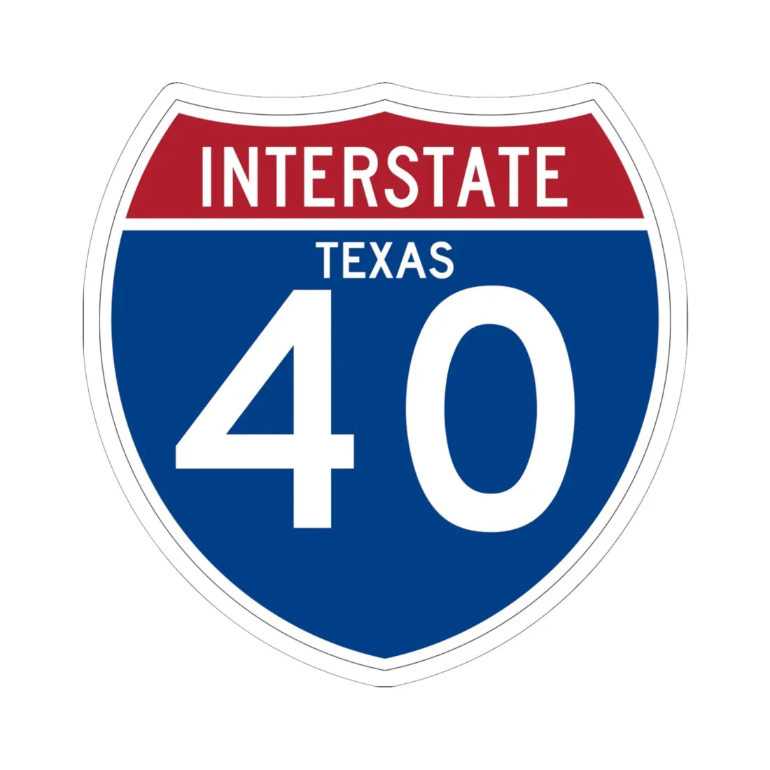 I-40 TX (Texas) (Road Sign) STICKER Vinyl Kiss-Cut Decal 6 Inch White - The Sticker Space