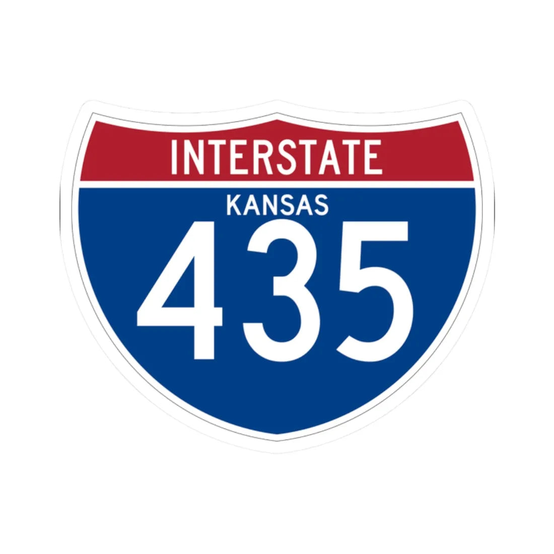 I-435 KS (Kansas) (Road Sign) STICKER Vinyl Kiss-Cut Decal 2 Inch White - The Sticker Space