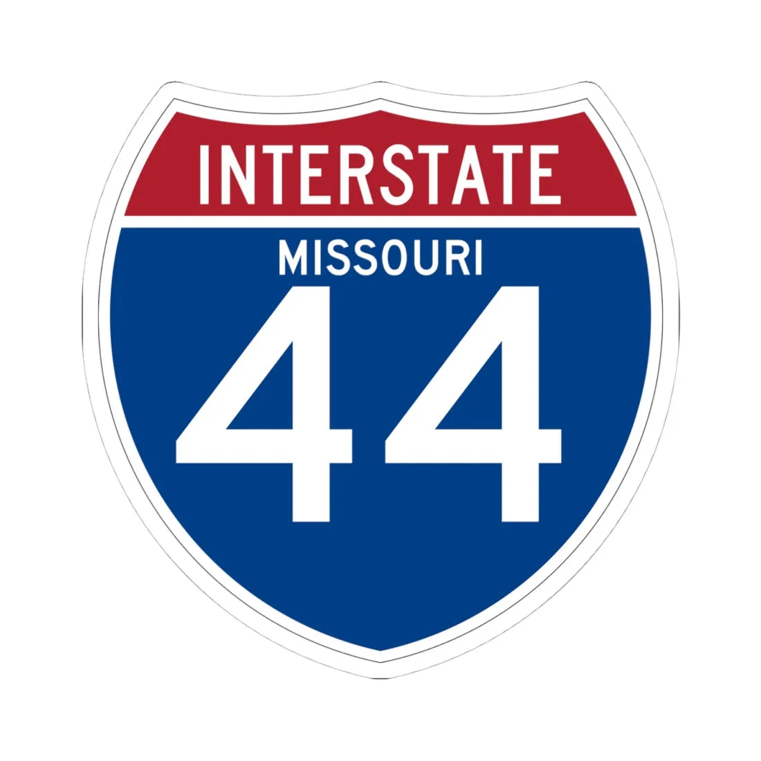 I-44 MO (Missouri) (Road Sign) STICKER Vinyl Kiss-Cut Decal 4 Inch White - The Sticker Space