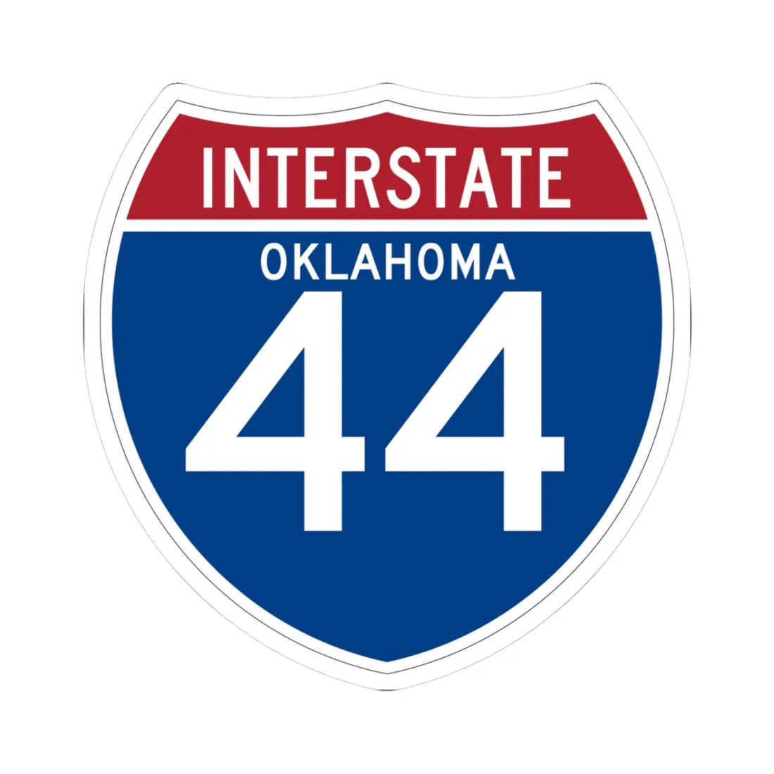 I-44 OK (Oklahoma) (Road Sign) STICKER Vinyl Kiss-Cut Decal 3 Inch White - The Sticker Space
