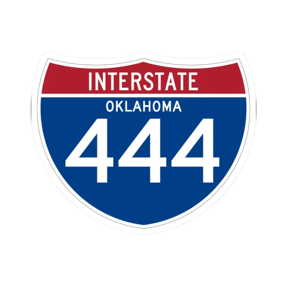 I-444 OK (Oklahoma) (Road Sign) STICKER Vinyl Kiss-Cut Decal 2 Inch White - The Sticker Space
