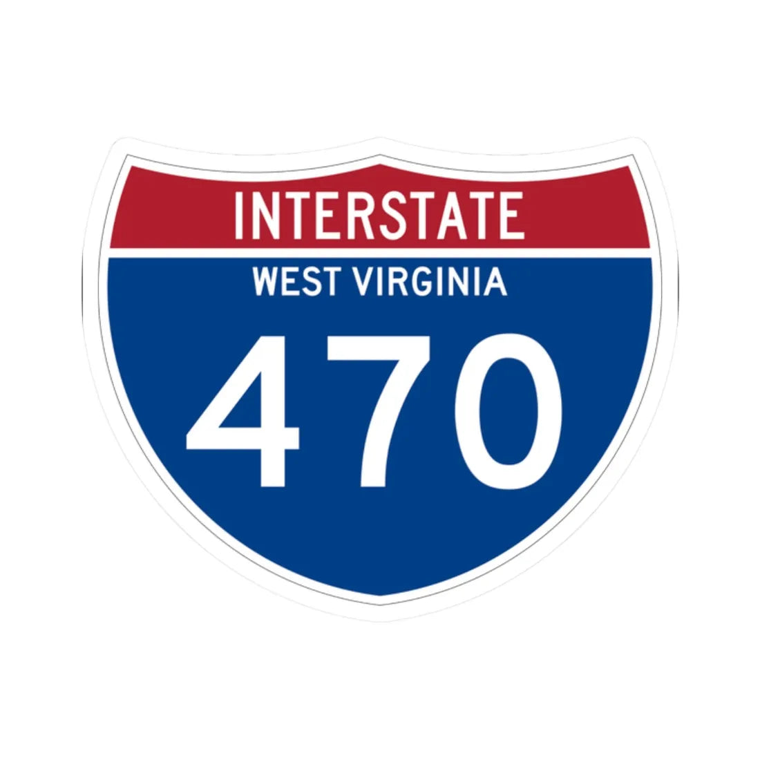I-470 WV Metric (Virginia) (Road Sign) STICKER Vinyl Kiss-Cut Decal 2 Inch White - The Sticker Space