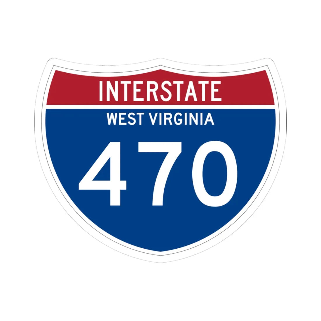 I-470 WV Metric (Virginia) (Road Sign) STICKER Vinyl Kiss-Cut Decal 3 Inch White - The Sticker Space