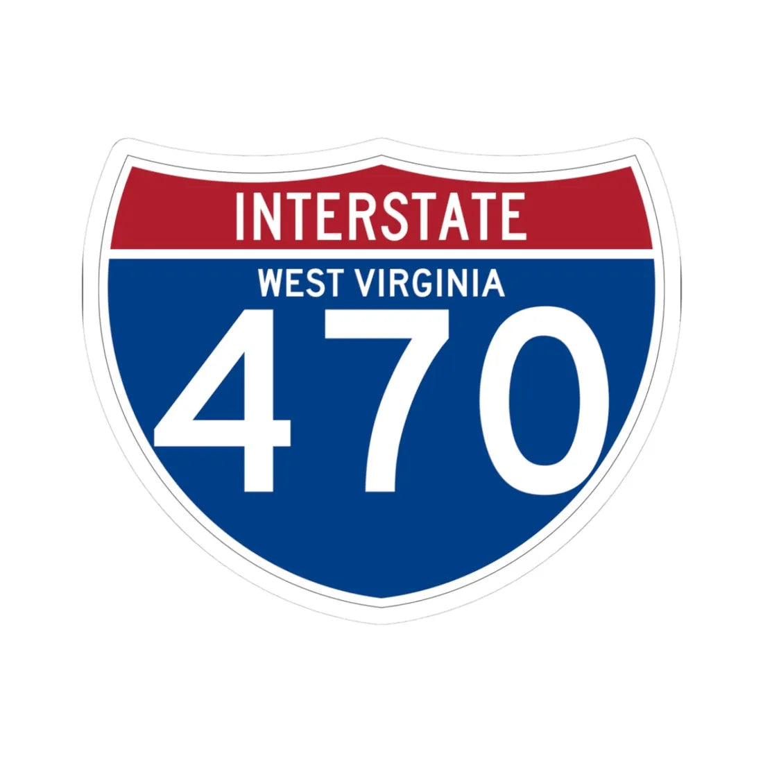 I-470 WV (Virginia) (Road Sign) STICKER Vinyl Kiss-Cut Decal 3 Inch White - The Sticker Space