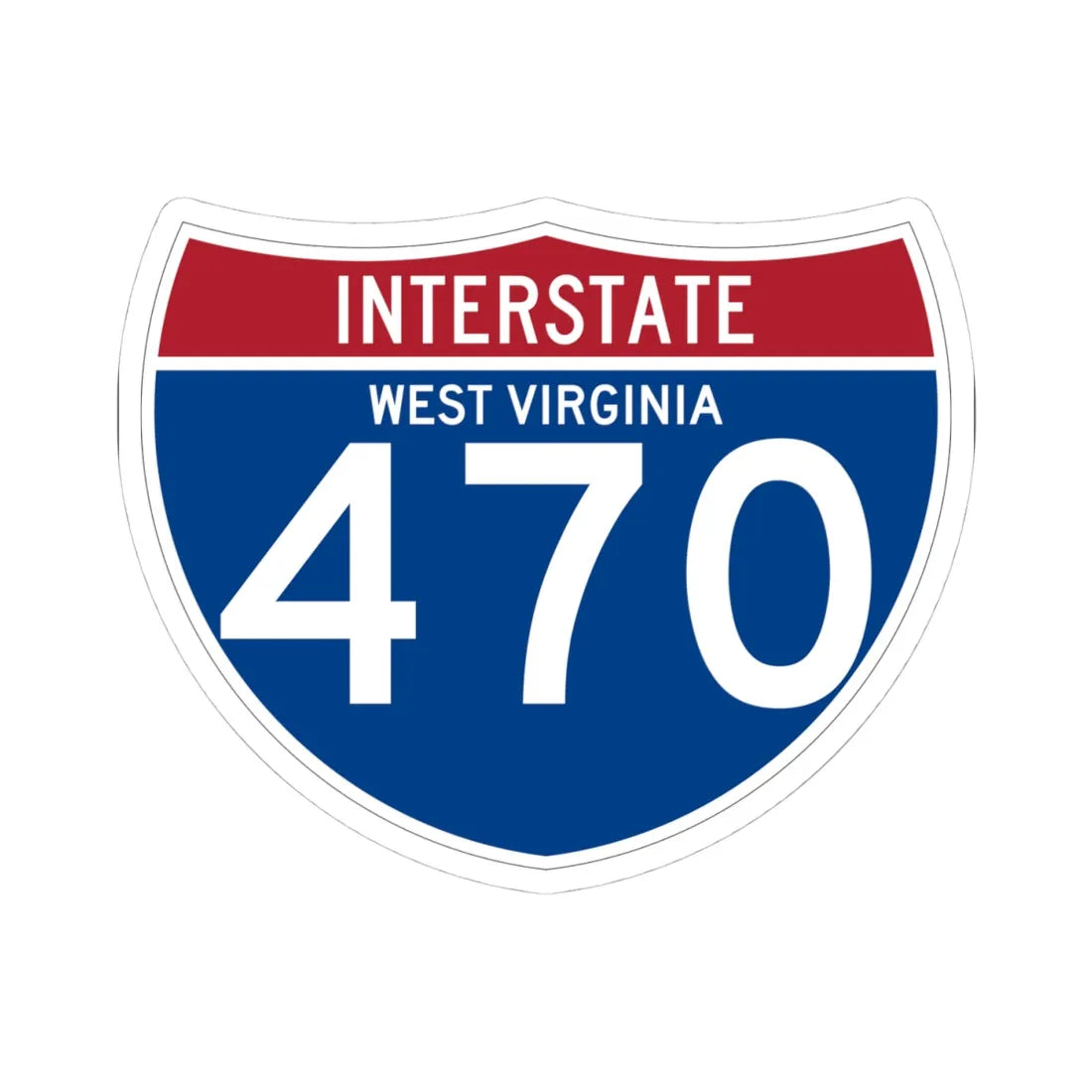 I-470 WV (Virginia) (Road Sign) STICKER Vinyl Kiss-Cut Decal 4 Inch White - The Sticker Space