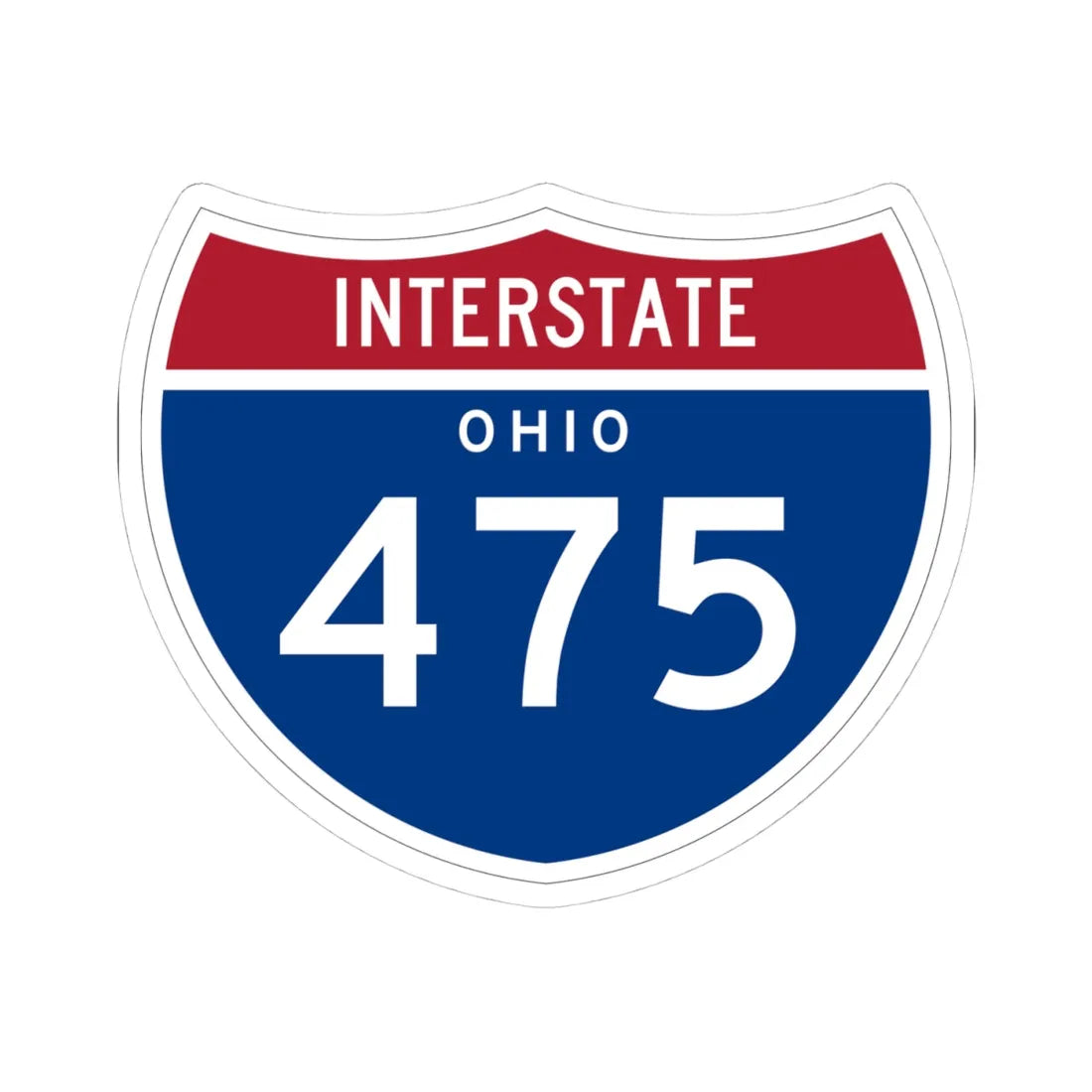 I-475 OH 1961 (Ohio) (Road Sign) STICKER Vinyl Kiss-Cut Decal 4 Inch White - The Sticker Space