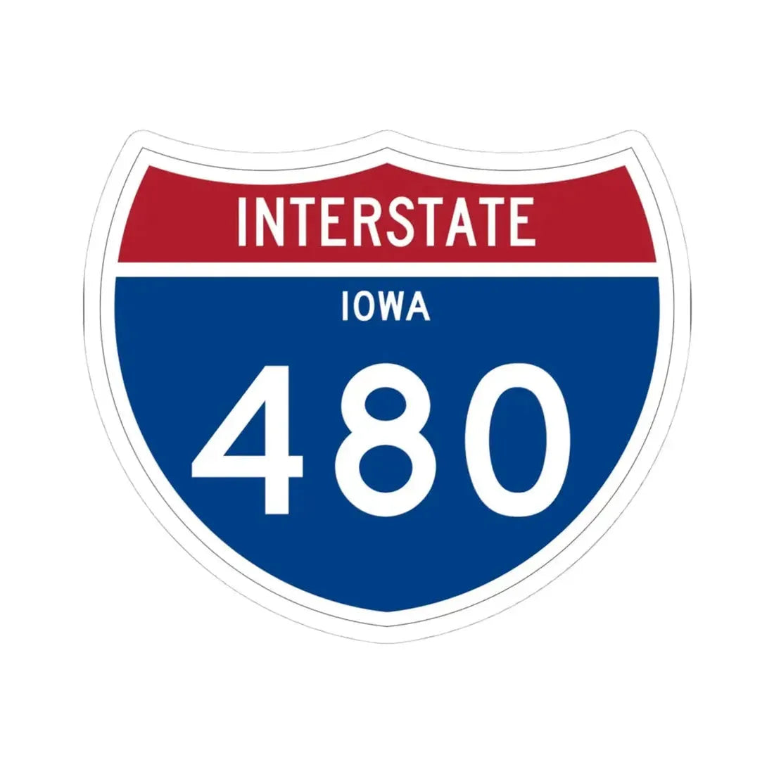 I-480 IA 1961 (Iowa) (Road Sign) STICKER Vinyl Kiss-Cut Decal 4 Inch White - The Sticker Space