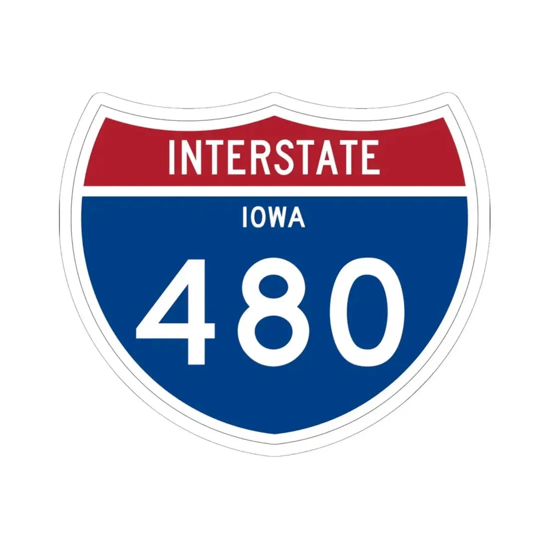 I-480 IA 1961 (Iowa) (Road Sign) STICKER Vinyl Kiss-Cut Decal 6 Inch White - The Sticker Space