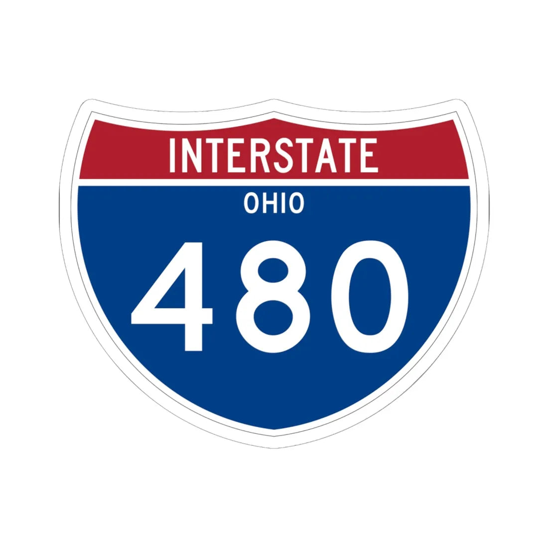 I-480 OH Metric (Ohio) (Road Sign) STICKER Vinyl Kiss-Cut Decal 6 Inch White - The Sticker Space