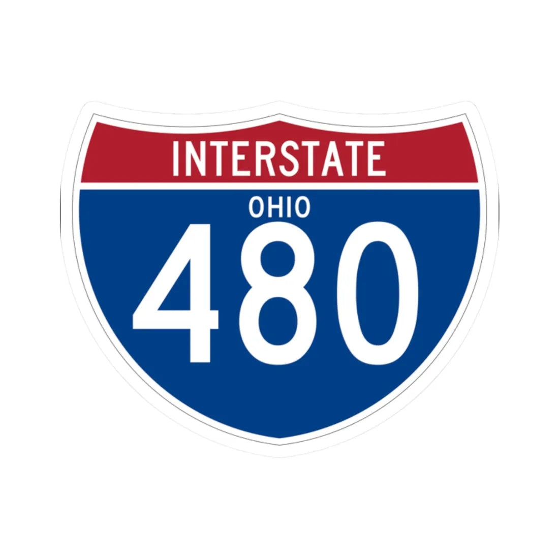 I-480 OH (Ohio) (Road Sign) STICKER Vinyl Kiss-Cut Decal 2 Inch White - The Sticker Space