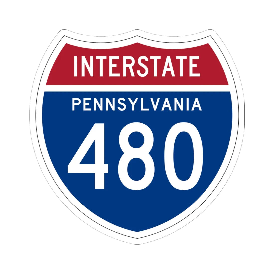 I-480 PA 1957 (Pennsylvania) (Road Sign) STICKER Vinyl Kiss-Cut Decal 4 Inch White - The Sticker Space