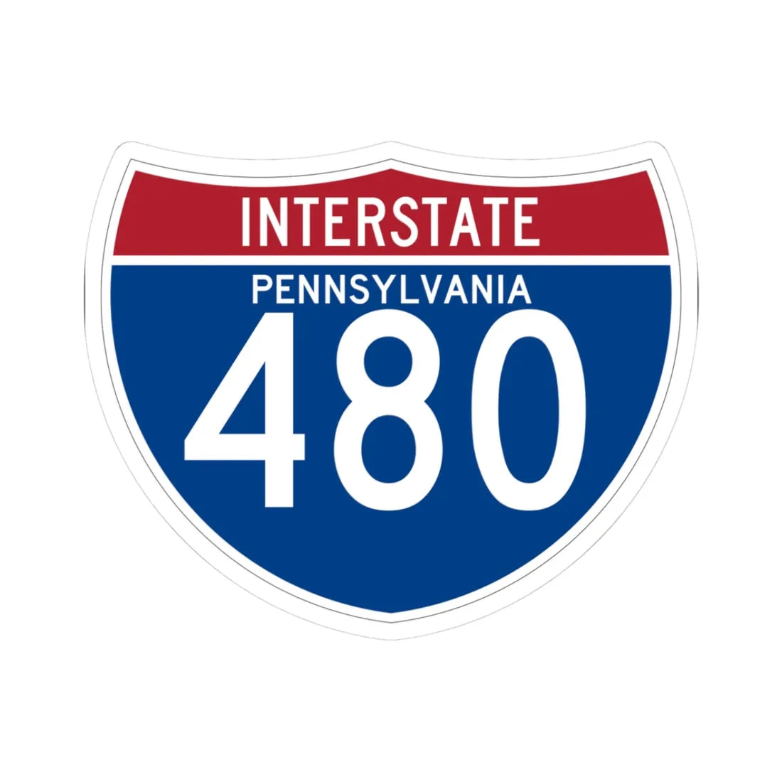 I-480 PA (Pennsylvania) (Road Sign) STICKER Vinyl Kiss-Cut Decal 3 Inch White - The Sticker Space