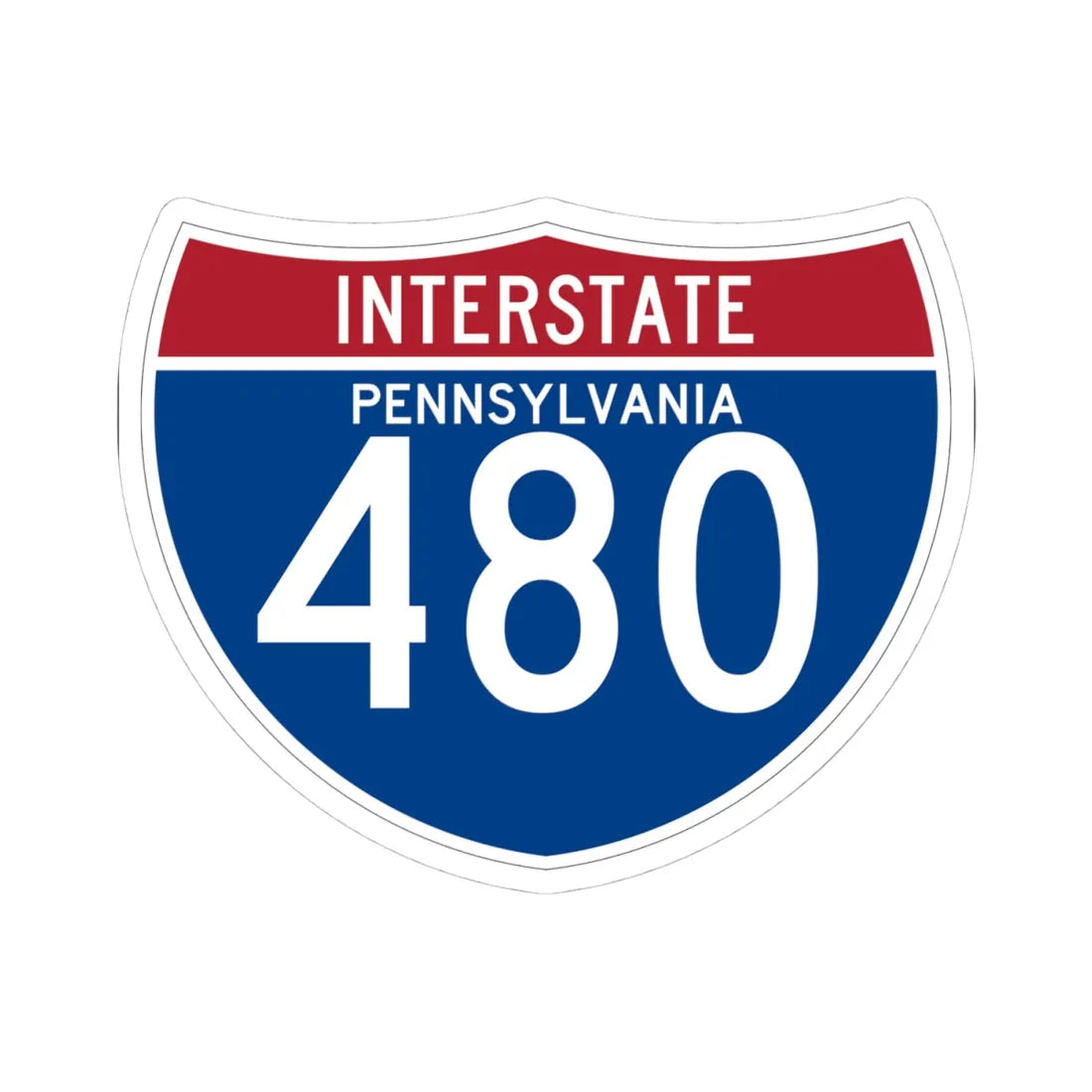 I-480 PA (Pennsylvania) (Road Sign) STICKER Vinyl Kiss-Cut Decal 4 Inch White - The Sticker Space