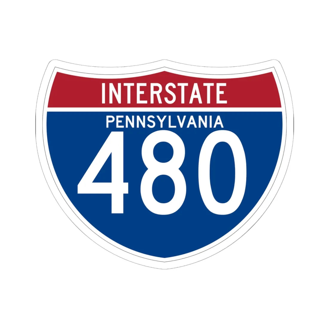 I-480 PA (Pennsylvania) (Road Sign) STICKER Vinyl Kiss-Cut Decal 6 Inch White - The Sticker Space