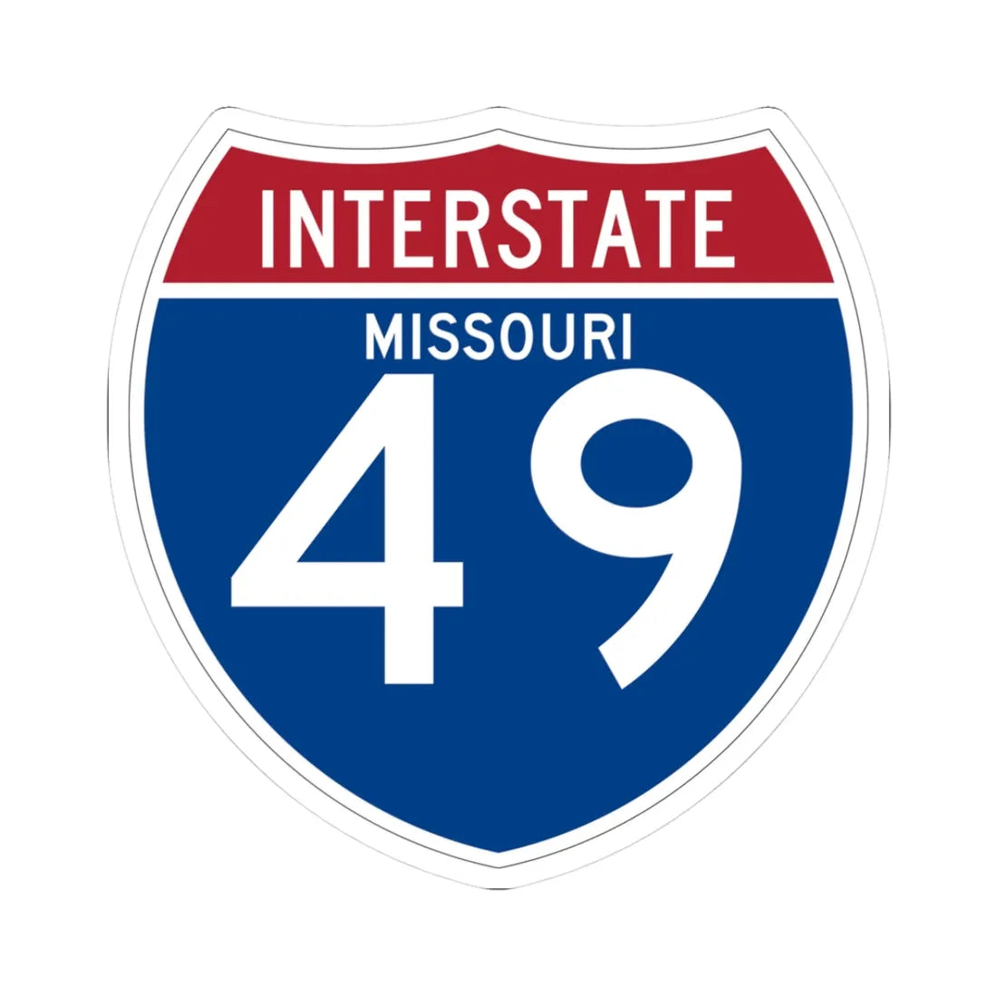 I-49 MO (Missouri) (Road Sign) STICKER Vinyl Kiss-Cut Decal 3 Inch White - The Sticker Space