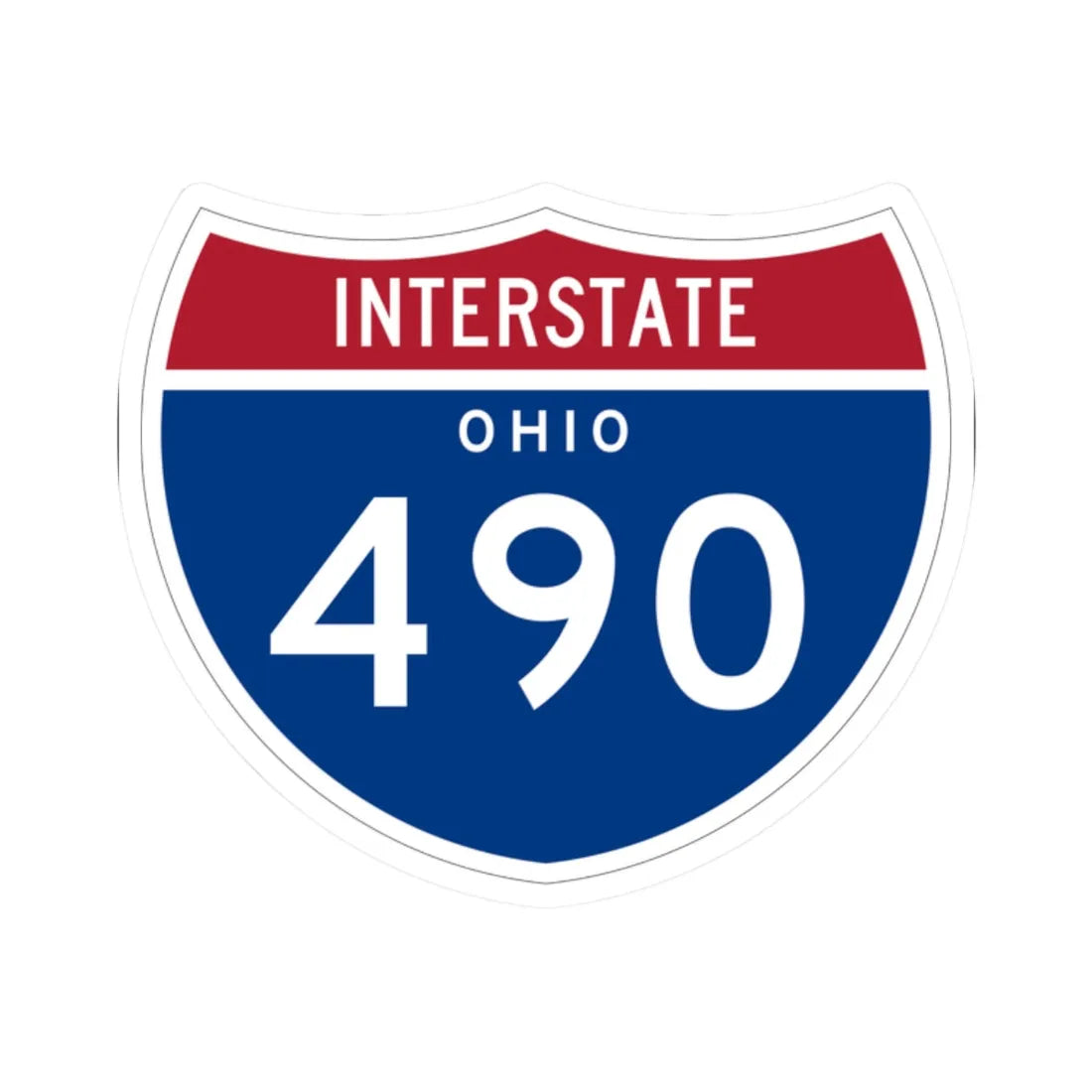 I-490 OH 1961 (Ohio) (Road Sign) STICKER Vinyl Kiss-Cut Decal 2 Inch White - The Sticker Space