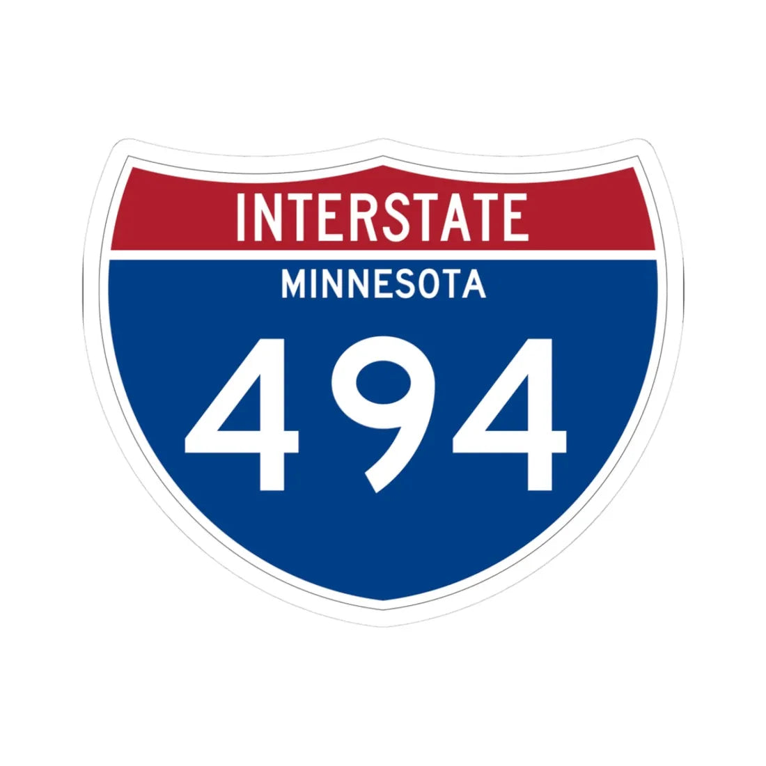 I-494 MN 1961 (Minnesota) (Road Sign) STICKER Vinyl Kiss-Cut Decal 3 Inch White - The Sticker Space