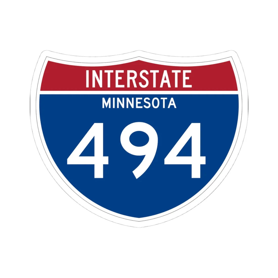 I-494 MN 1961 (Minnesota) (Road Sign) STICKER Vinyl Kiss-Cut Decal 4 Inch White - The Sticker Space