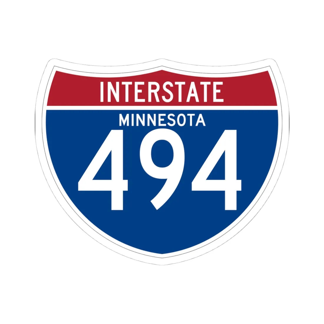I-494 MN (Minnesota) (Road Sign) STICKER Vinyl Kiss-Cut Decal 4 Inch White - The Sticker Space