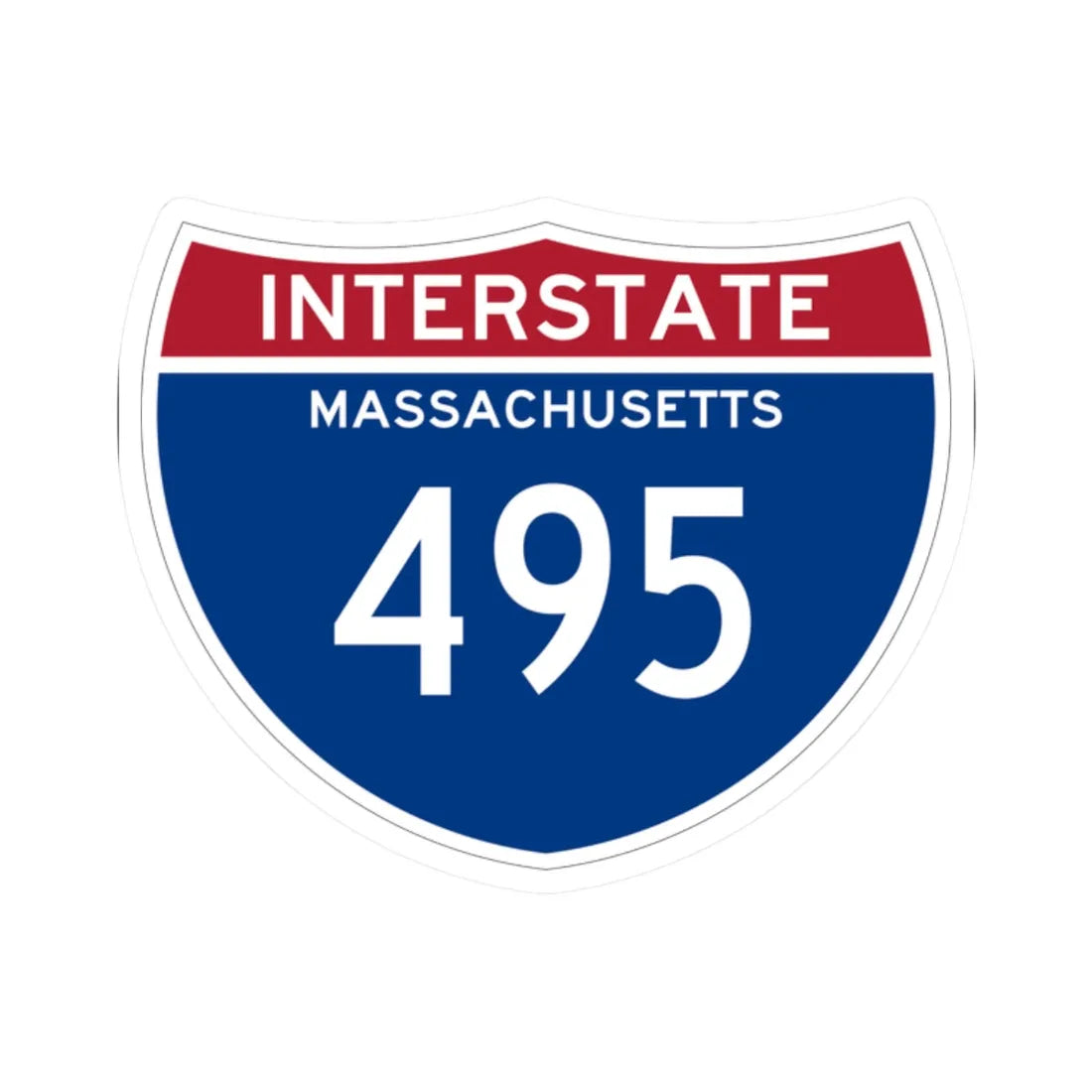 I-495 MA (Massachusetts) (Road Sign) STICKER Vinyl Kiss-Cut Decal 2 Inch White - The Sticker Space