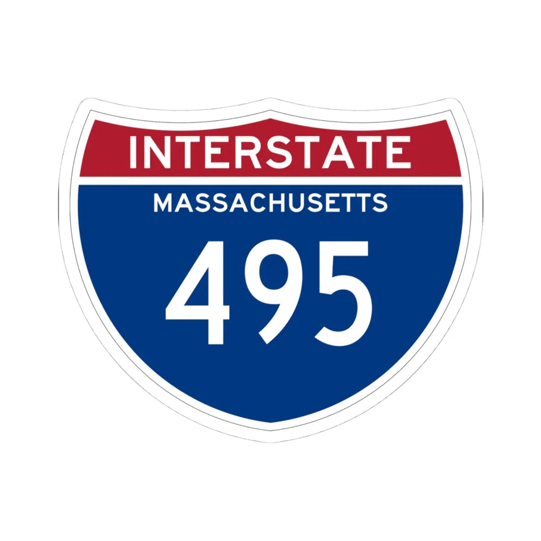 I-495 MA (Massachusetts) (Road Sign) STICKER Vinyl Kiss-Cut Decal 4 Inch White - The Sticker Space