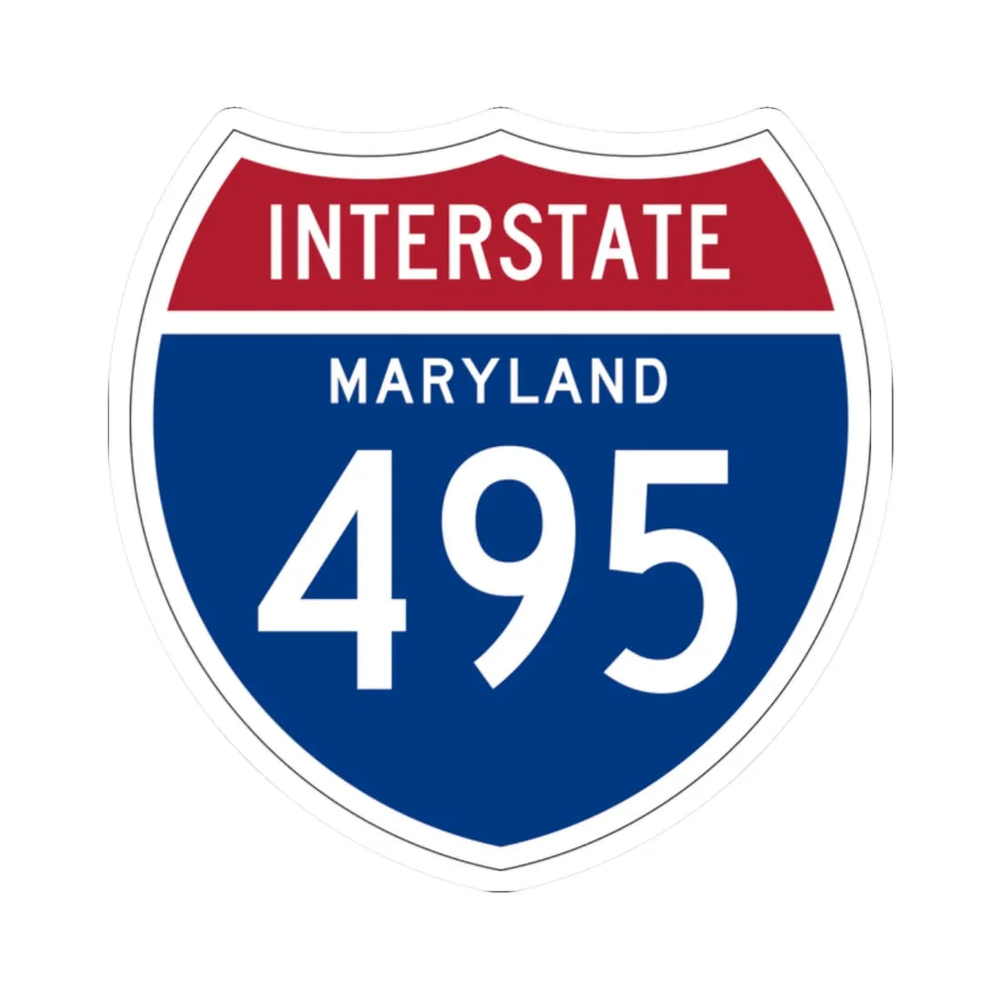 I-495 MD 1957 (Maryland) (Road Sign) STICKER Vinyl Kiss-Cut Decal 2 Inch White - The Sticker Space