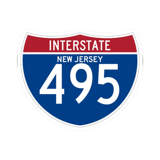 I-495 NJ (New Jersey) (Road Sign) STICKER Vinyl Kiss-Cut Decal 2 Inch White - The Sticker Space