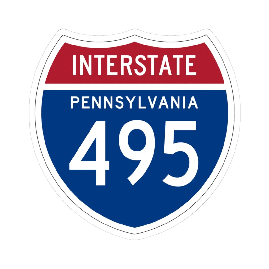 I-495 PA 1957 (Pennsylvania) (Road Sign) STICKER Vinyl Kiss-Cut Decal 3 Inch White - The Sticker Space