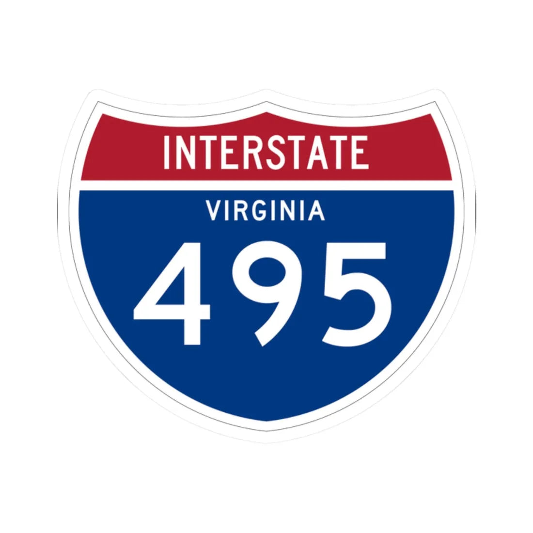 I-495 VA 1961 (Virginia) (Road Sign) STICKER Vinyl Kiss-Cut Decal 2 Inch White - The Sticker Space