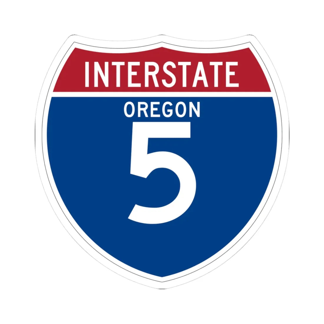 I-5 OR (Oregon) (Road Sign) STICKER Vinyl Kiss-Cut Decal 3 Inch White - The Sticker Space
