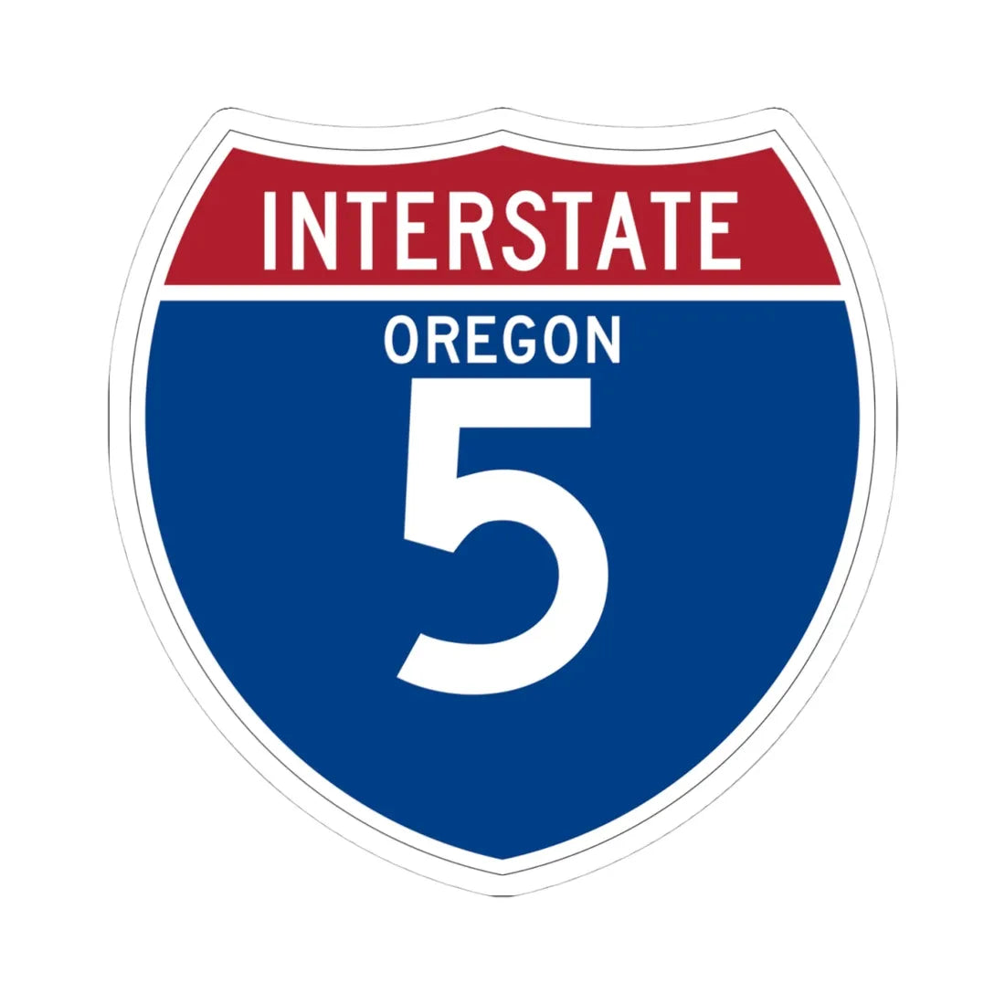I-5 OR (Oregon) (Road Sign) STICKER Vinyl Kiss-Cut Decal 4 Inch White - The Sticker Space