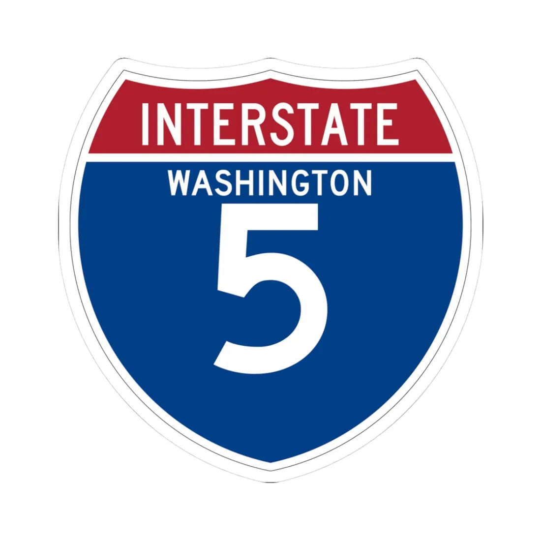 I-5 WA (Washington) (Road Sign) STICKER Vinyl Kiss-Cut Decal 3 Inch White - The Sticker Space