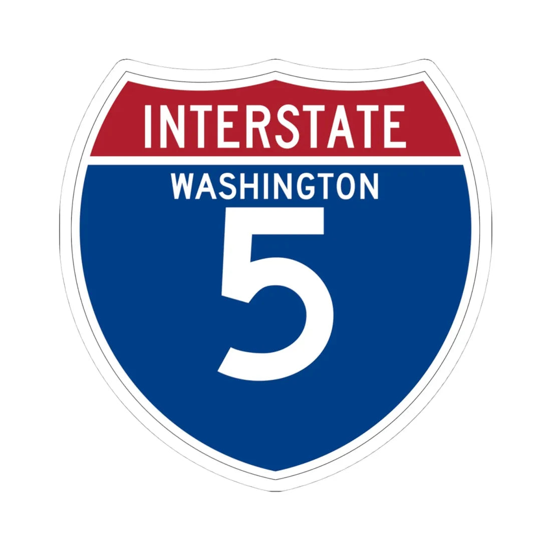 I-5 WA (Washington) (Road Sign) STICKER Vinyl Kiss-Cut Decal 4 Inch White - The Sticker Space